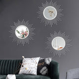 3 Pack Metal Mirrors for Wall Sunburst Wall Mirrors Home Décor Decorative Hanging Wall Art for Living Room Bedroom Entryway (Gold, Flower Sunburst) - Homesidy.com