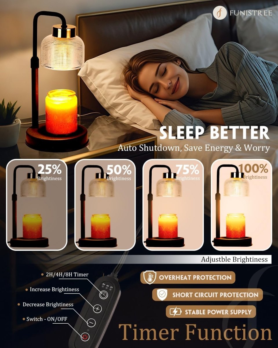 Modern Candle Warmer Lamp with Timer, Dimmable Candle Lamp Warmer, Men Women Christmas Birthday Gifts, Black Candle Warmer, Adjustable Candle Light Warmer, Cozy Living Room Bedroom Home Decor - Homesidy.com