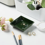 Mecaikru Ceramic Trinket Dish, Ring Tray, Decorative Jewelry Dish for Earrings Necklaces Watch Keys, for Women, White Green - Homesidy.com