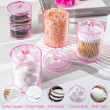 XIPENGKEJI 2 Pack Qtip Holder,Canister Apothecary Jar Set, Bathroom Jars with Lids Set for Cotton Swabs, Balls, Pads, Floss Picks,10oz - 12oz Plastic Canisters Restroom Bedroom Vanity Organizer(Black) - Homesidy.com