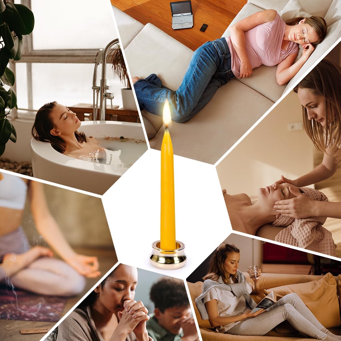20 Minute Pure Beeswax Candles, Drip - Free Meditation Candles, Mini Taper Candles, Set of 50 Without Brass Candle Holders - Homesidy.com