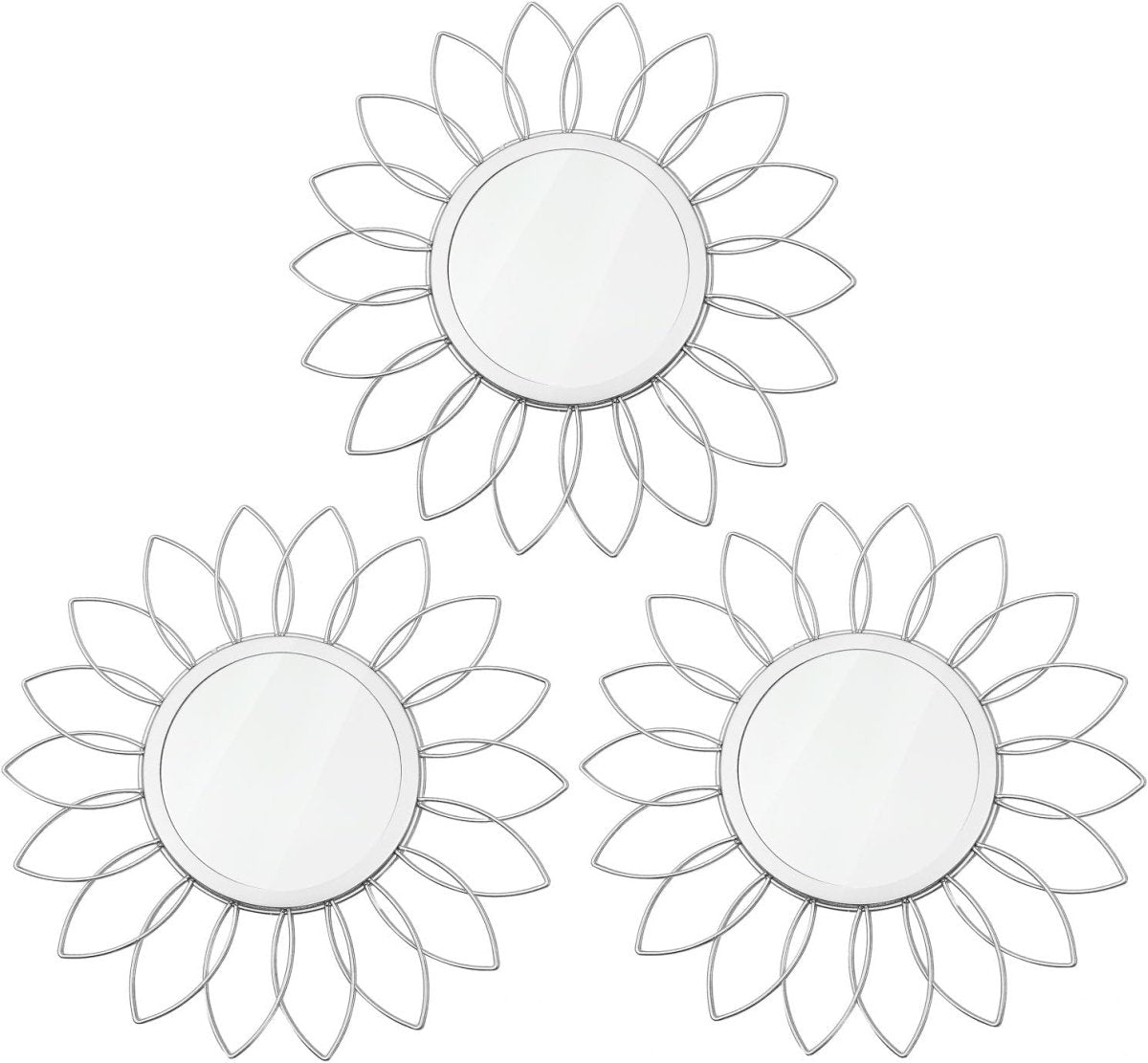 3 Pack Metal Mirrors for Wall Sunburst Wall Mirrors Home Décor Decorative Hanging Wall Art for Living Room Bedroom Entryway (Gold, Flower Sunburst) - Homesidy.com