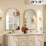 VooBang Arched Wall Mirror, 30 x 38 inch Arch Bathroom Mirror, Wall Mounted Vanity Mirror with Arch Metal Frame, Modern Bathroom Vanity Mirror for Bedroom, Living Room, Hanging or Leaning, Black - Homesidy.com