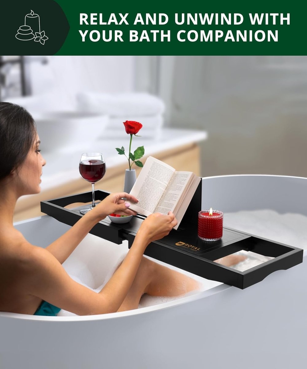 ROYAL CRAFT WOOD Bathtub Tray Caddy for Tub, Bamboo Bath Shelf, Premium Foldable Wood Bath Table, Expandable Bathtub &amp; Bathroom Accessories, New Home Gifts for Mom, Housewarming, Anniversary, Wedding - Homesidy.com