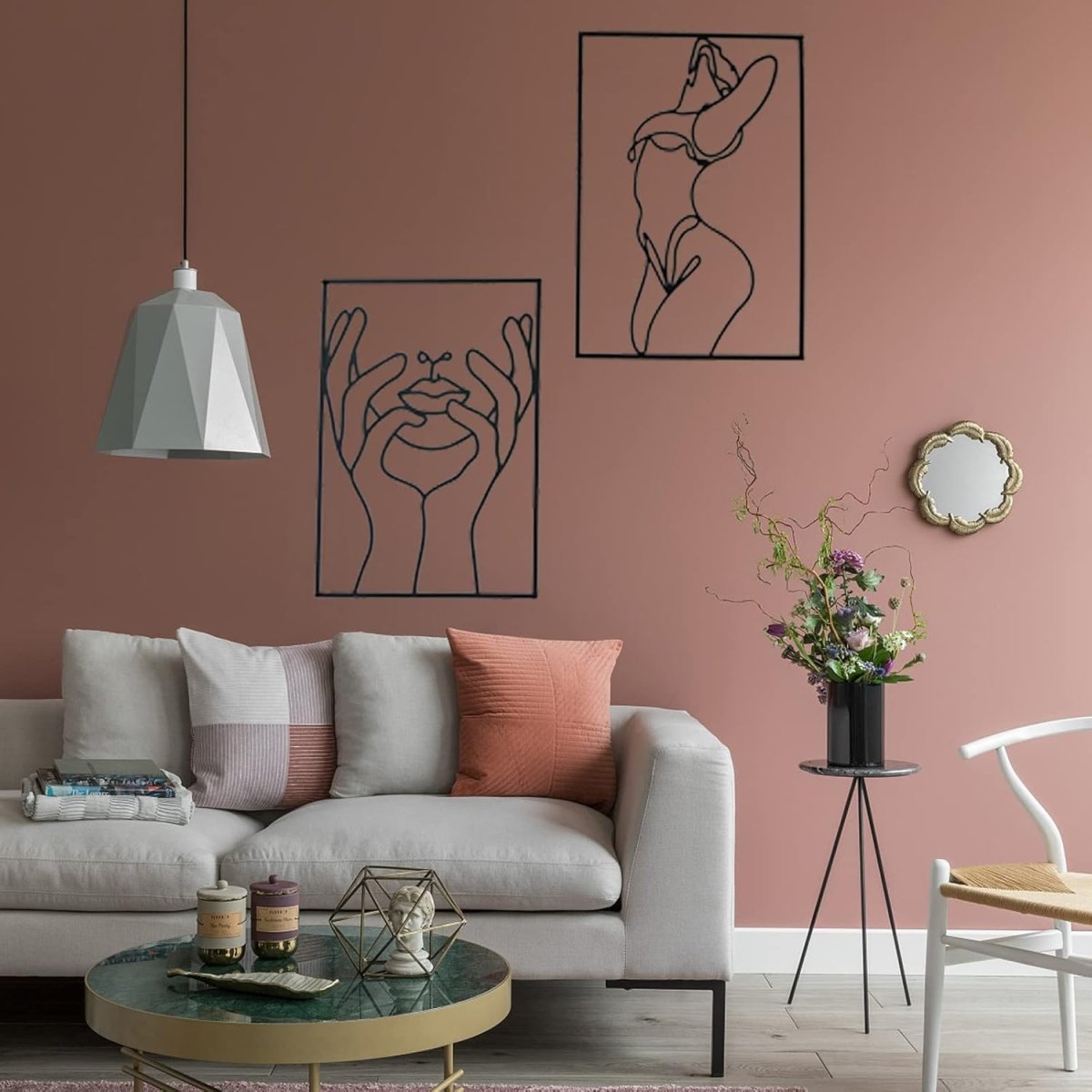 Glamativity 4 Pack Gold Wall Art Decor, Minimalist Single Line Real Metal Wall Art, Womans Body Shape Abstract Wall Art (Gold Classic Style, 17 x 11.8) - Homesidy.com