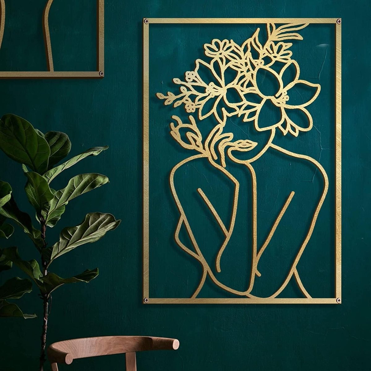 Glamativity 4 Pack Gold Wall Art Decor, Minimalist Single Line Real Metal Wall Art, Womans Body Shape Abstract Wall Art (Gold Classic Style, 17 x 11.8) - Homesidy.com