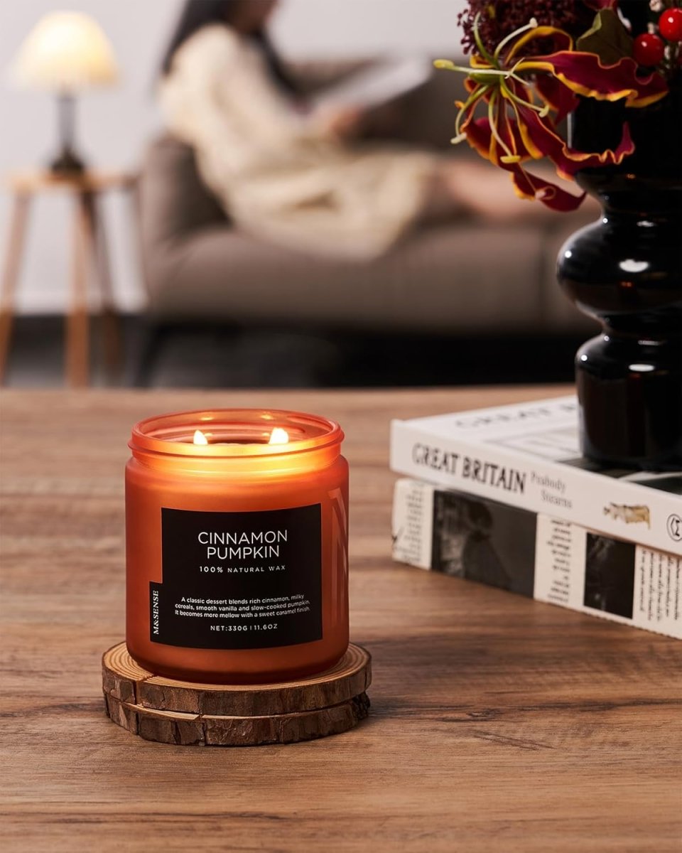 M&amp;SENSE Ode to Winter Soy Candles Strong Scented, 2 Wick Jar Candle 19.4oz 110 Hour Long Lasting, Lavender Sandalwood Organic Natural Aromatherapy Candle Gifts Bedroom Bathroom Home Decor - Homesidy.com