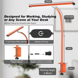 Airlonv LED Desk Lamp for Office Home, Eye - Caring Desk Light with Stepless Dimming Adjustable Flexible Gooseneck, 10W USB Adapter Desk Lamp with Clamp for Reading, Study, Workbench (Black) - Homesidy.com