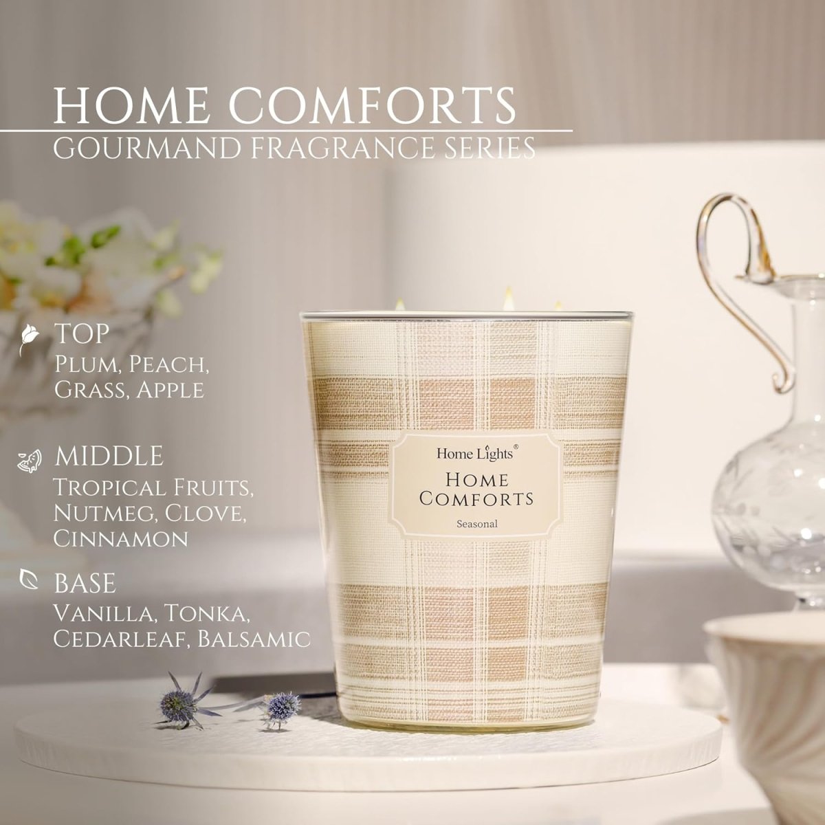 HomeLights Scented Candles for Women &amp; Men, 18oz Candle Jars Aromatherapy 4 - Wick Candle, Ideal for Rustic Modern Home Decor and Gifts, Blueberry Cheesecake - Homesidy.com