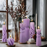 Threlaco 6 Pcs Pillar Candles Modern Aesthetic Ribbed Decorative Candle Set Cute Soy Wax Scented Ribbed Decor for Home(White,2.36 - 6.89 Inch) - Homesidy.com