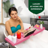 ROYAL CRAFT WOOD Bathtub Tray Caddy for Tub, Bamboo Bath Shelf, Premium Foldable Wood Bath Table, Expandable Bathtub &amp; Bathroom Accessories, New Home Gifts for Mom, Housewarming, Anniversary, Wedding - Homesidy.com