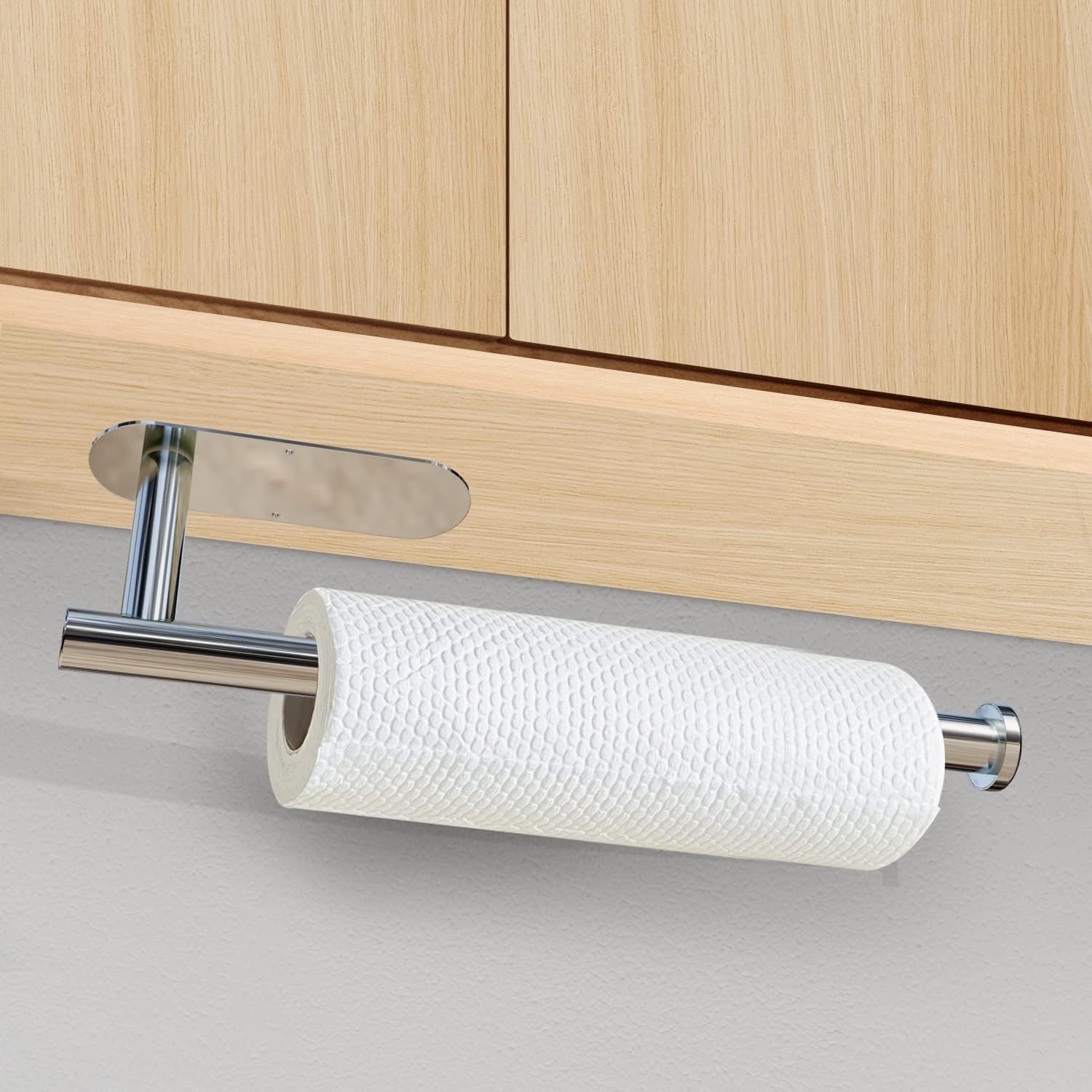 DEKAVA Paper Towel Holder Under Cabinet Wall Mount for Kitchen Towel, Self - Adhesive Bar, Rack, SUS304 Stainless Steel 13 inch (BlackA, 1) - Homesidy.com