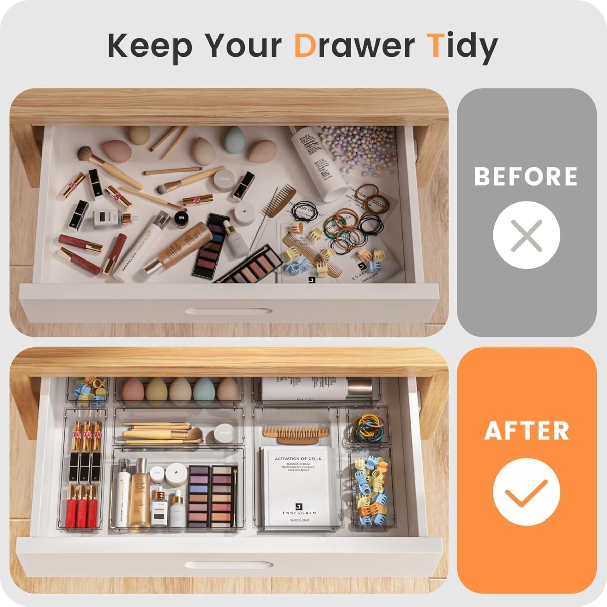 A - LuGei 【Military Grade Drawer Organizer, 【𝟱𝗦𝗶𝘇𝗲】 Makeup organizer, 【Holds 177 Items】 Bathroom Organizers and Storage, Organization and Storage, Desk Drawer Organizer for Bathroom Vanity - Homesidy.com