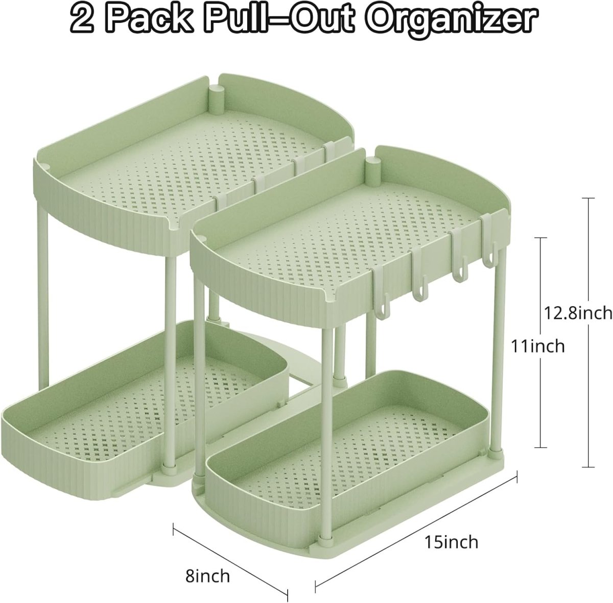 Ukeetap Multi - Purpose Pull - Out Storage Organizers, Under Sink/Cabinet Organizers and Storage for Bathroom &amp; Kitchen, Black, 12.8 Inches, 2 Packs - Homesidy.com