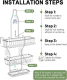 MSAICOE Shower Caddy Hanging - Never Rust Shower Hanging Organizer - Aluminum Over the ShowerHead Caddy with Soap Basket and 6 Hooks for Razor/Sponge (Black) - Homesidy.com