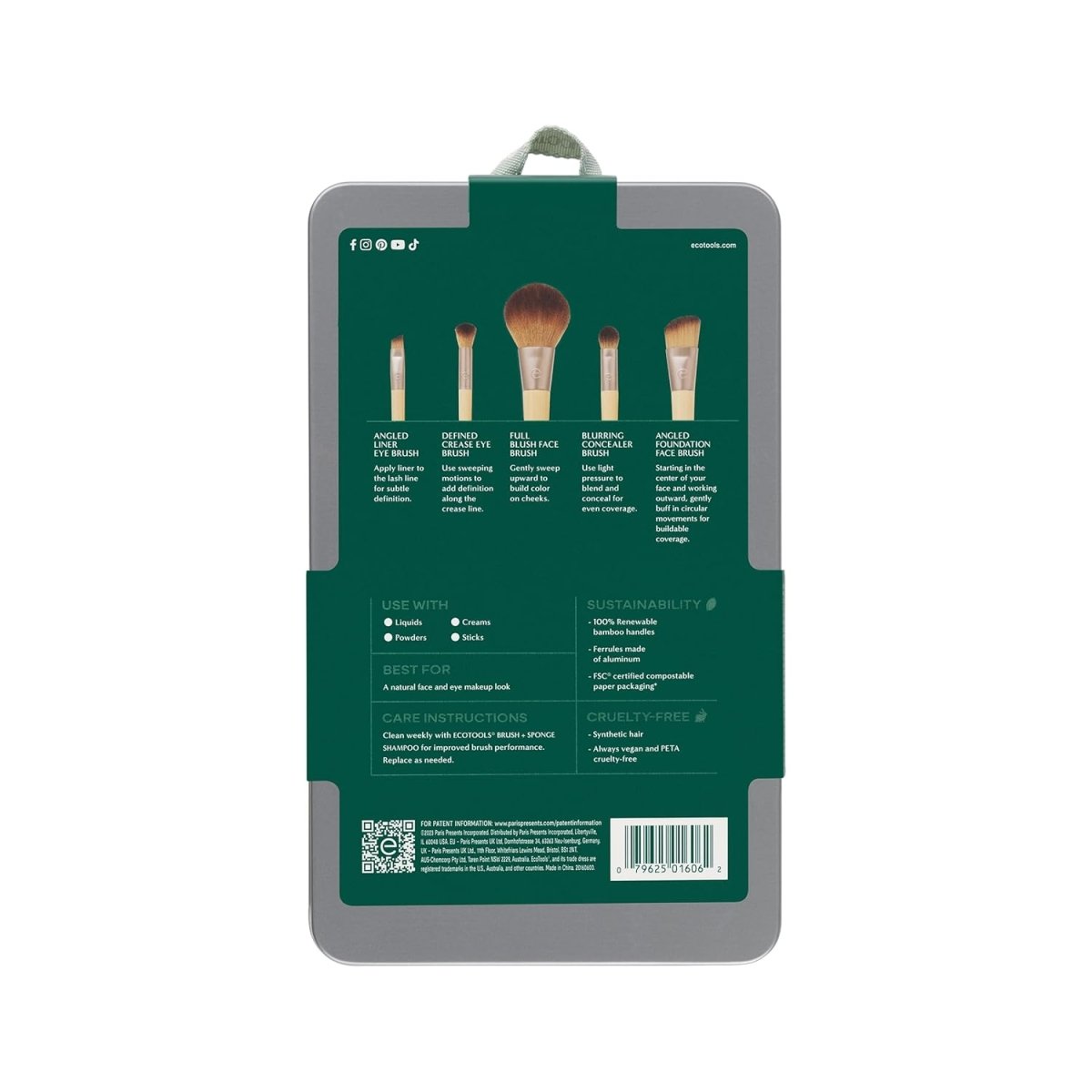 EcoTools Makeup Brush Set for Eyeshadow, Foundation, Blush, and Concealer with Bonus Storage Case, Start the Day Beautifully, Travel Friendly, 6 Piece Set - Homesidy.com