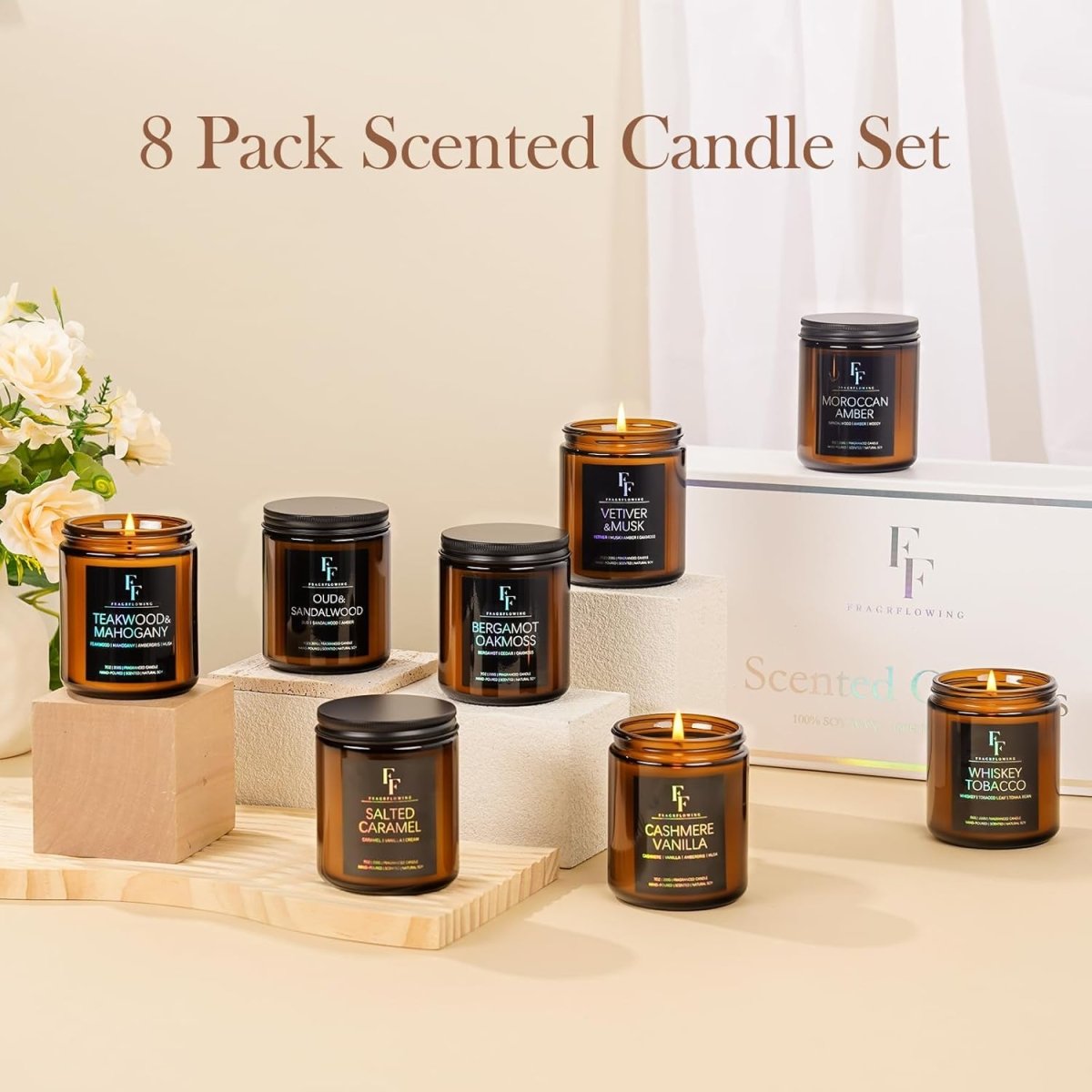Eucalyptus &amp; Sage Scented Candles,Candles for Home Scented Aromatherapy Candles,Soy Wax Candle Gift for Women Men Amber Jar Candle, 7oz - Homesidy.com