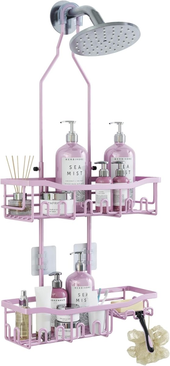 Joqixon Upgraded Extended Length Shower Organizer with Hooks, Rustproof Shampoo Soap Holder, Large Hanging Bathroom Caddy - Homesidy.com