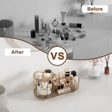 Makeup Organizer Countertop for Vanity, Rotating Perfume Tray with 5 - compartment Cosmetic and Skincare Organizers, Multi - Purpose Desk Storage Makeup Brush Holder for Bathroom Bedroom Counter - Homesidy.com