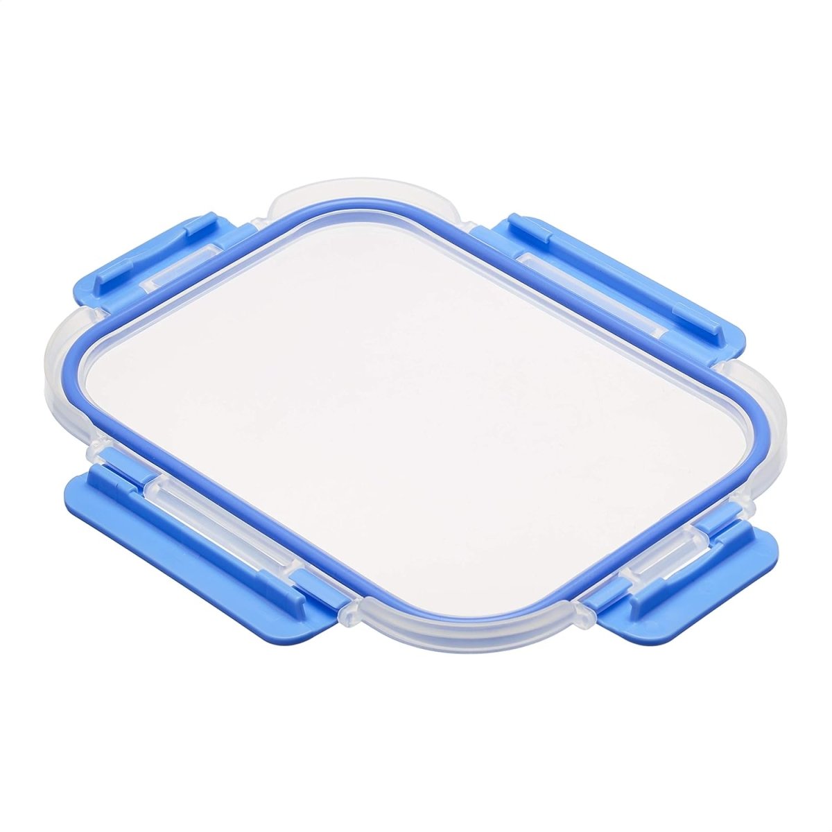 Amazon Basics Glass Food Storage Containers with Locking Lids, Set of 7, 14 pieces including lids, BPA - Free, clear with blue silicone ring - Homesidy.com