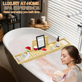 Bathtub Tray Caddy - Bath Tray - Bath Tub Tray Caddy - Bamboo Bath Table Tray for Tub - Expandable Size, Fits Most Tubs - Homesidy.com