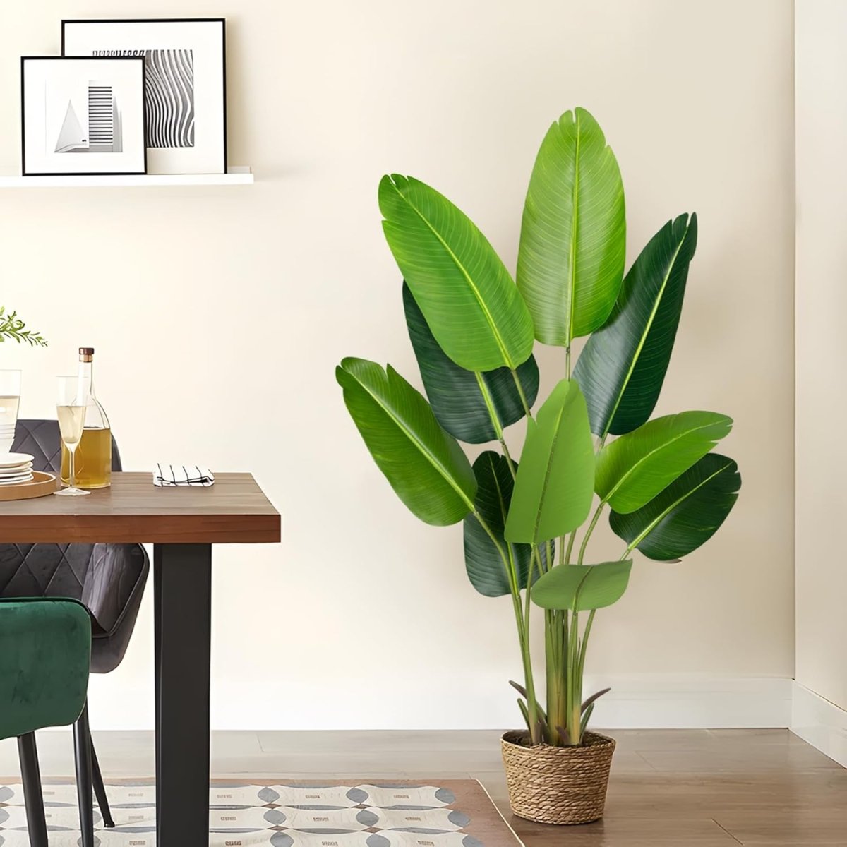 Artificial Bird of Paradise Plant 7Ft Fake Tropical Palm Tree with 17Trunks Faux Banana Leaf Trees in Pot for Home Indoor Outdoor Office Modern Decor Housewarming - Homesidy.com