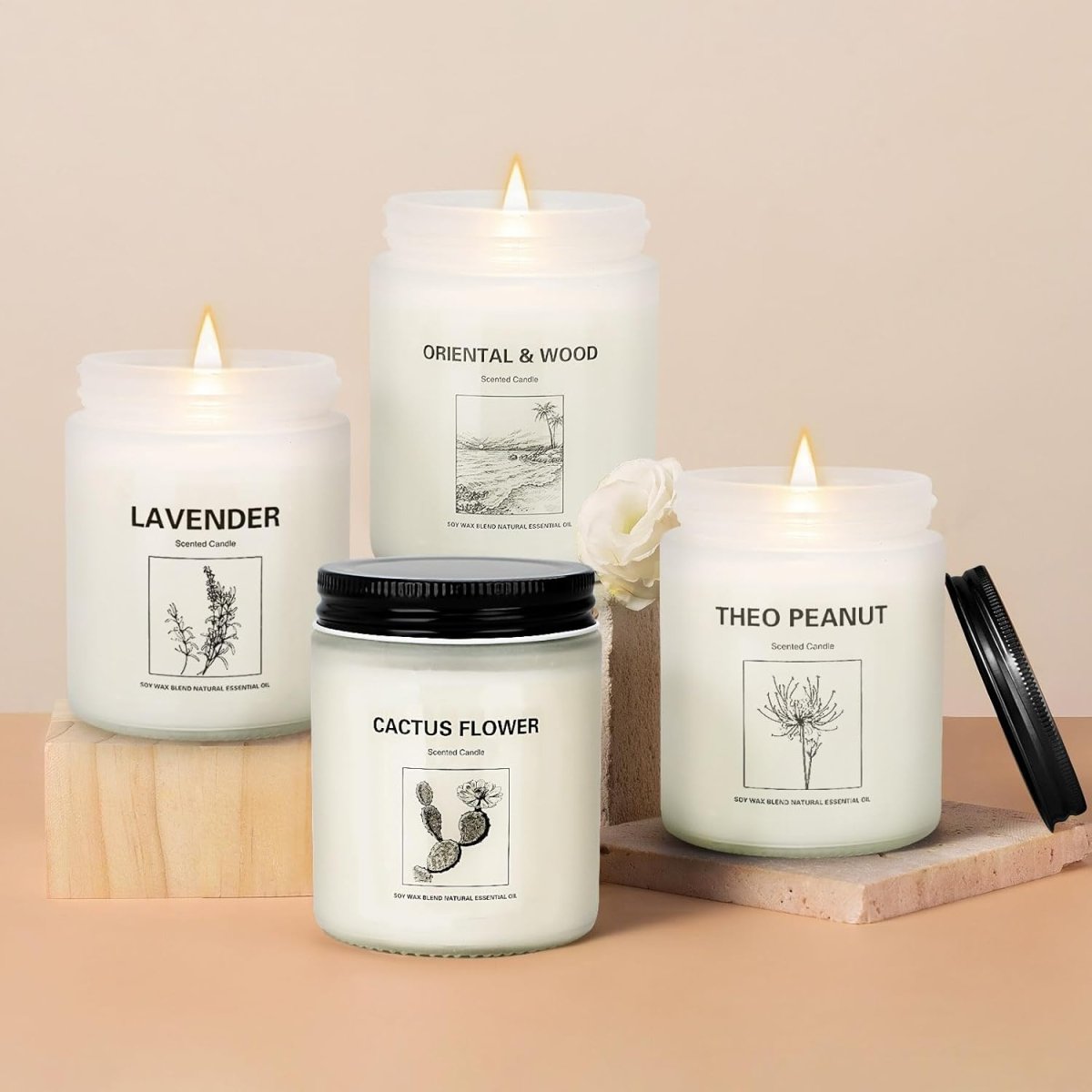 Scented Candle Set, Men Candle Set, Scented Candles for Home, Gifts for Men, 4 Pack Manly Candles Gifts for Mens Scents of Smoke Vanilla/Leather/Oak/Lavender Wood - Homesidy.com