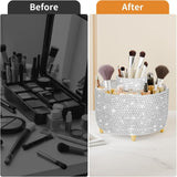 fanado 360° Rotate Makeup Brush Holder Organizer, Makeup Organizers Countertop, Makeup organization and Skincare Storage for Vanity, Desktop, Bathroom (White) - Homesidy.com
