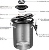 Veken Coffee Canister with Window,Airtight Stainless Steel Pantry Container,Home Kitchen Food Storage Organizers for Ground,Beans,Espresso,Rice,Tea,Sugar,Cereal, Flour,Bar Accessories,Gifts,22OZ,Black - Homesidy.com