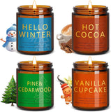 Winter Candle Gift Set, 4 Pack 7 oz Soy Scented Candles for Home, Christmas, Holiday &amp; Birthday Gifts for Women &amp; Men, Includes Hello Winter, Pine &amp; Cedarwood, Hot Cocoa, and Vanilla Cupcake - Homesidy.com