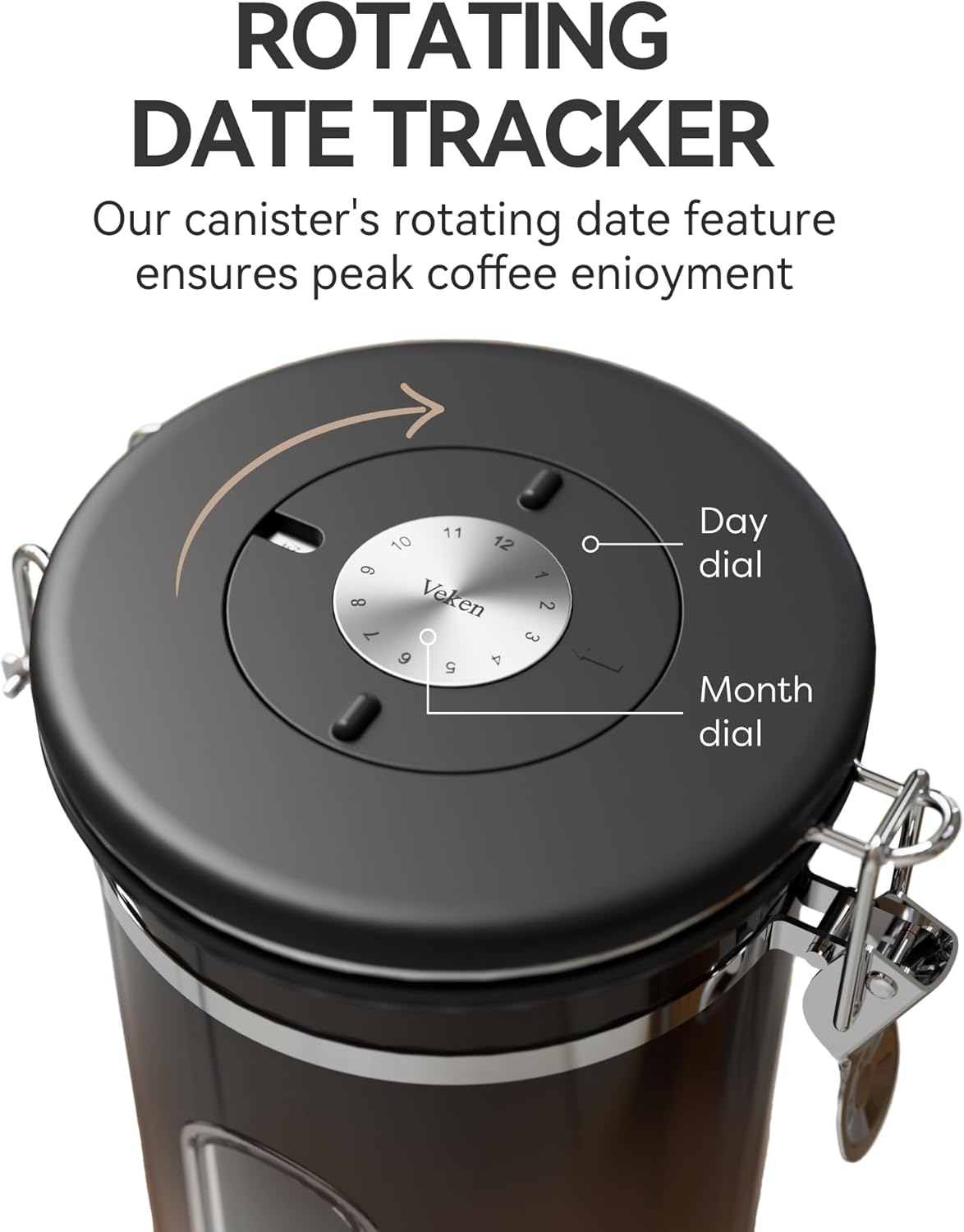Veken Coffee Canister with Window,Airtight Stainless Steel Pantry Container,Home Kitchen Food Storage Organizers for Ground,Beans,Espresso,Rice,Tea,Sugar,Cereal, Flour,Bar Accessories,Gifts,22OZ,Black - Homesidy.com