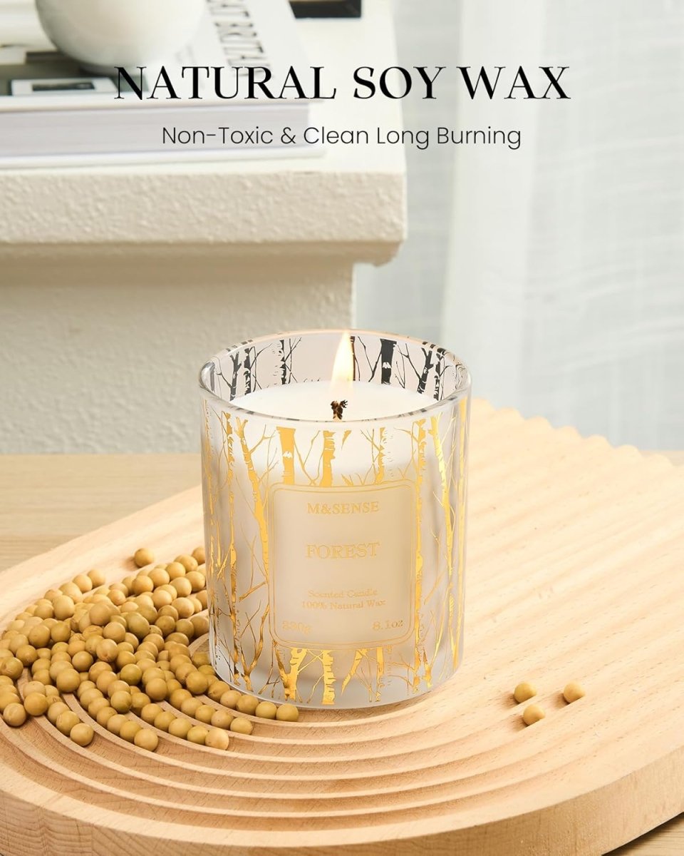 M&amp;SENSE Vanilla Scented Candles, Vegan Soy Candles, Creamy Naturally Scented, 8.1oz 42 - Hour Slow Burning Time, Toxic Free Winter Relaxing Sleep Thanksgiving Christmas Fancy Gift for Home Decor - Homesidy.com