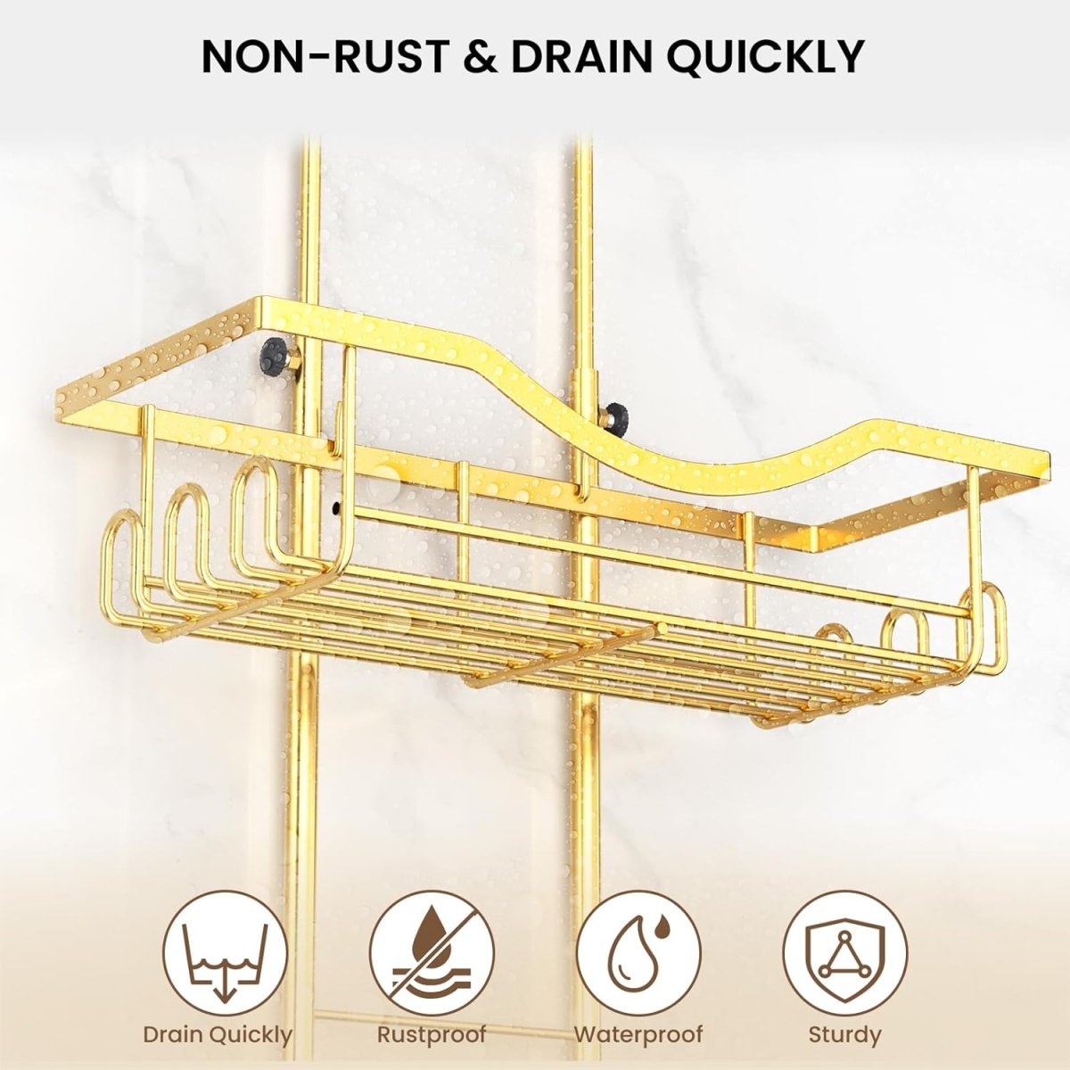 Shower Caddy Hanging Adjustable Shower Caddy, Rustproof Shower Organizer Extended Length Shower Caddy Over Shower Head with Hooks Soap Holder, Large Capacity Anti - Swing Bathroom Organizer, Black - Homesidy.com