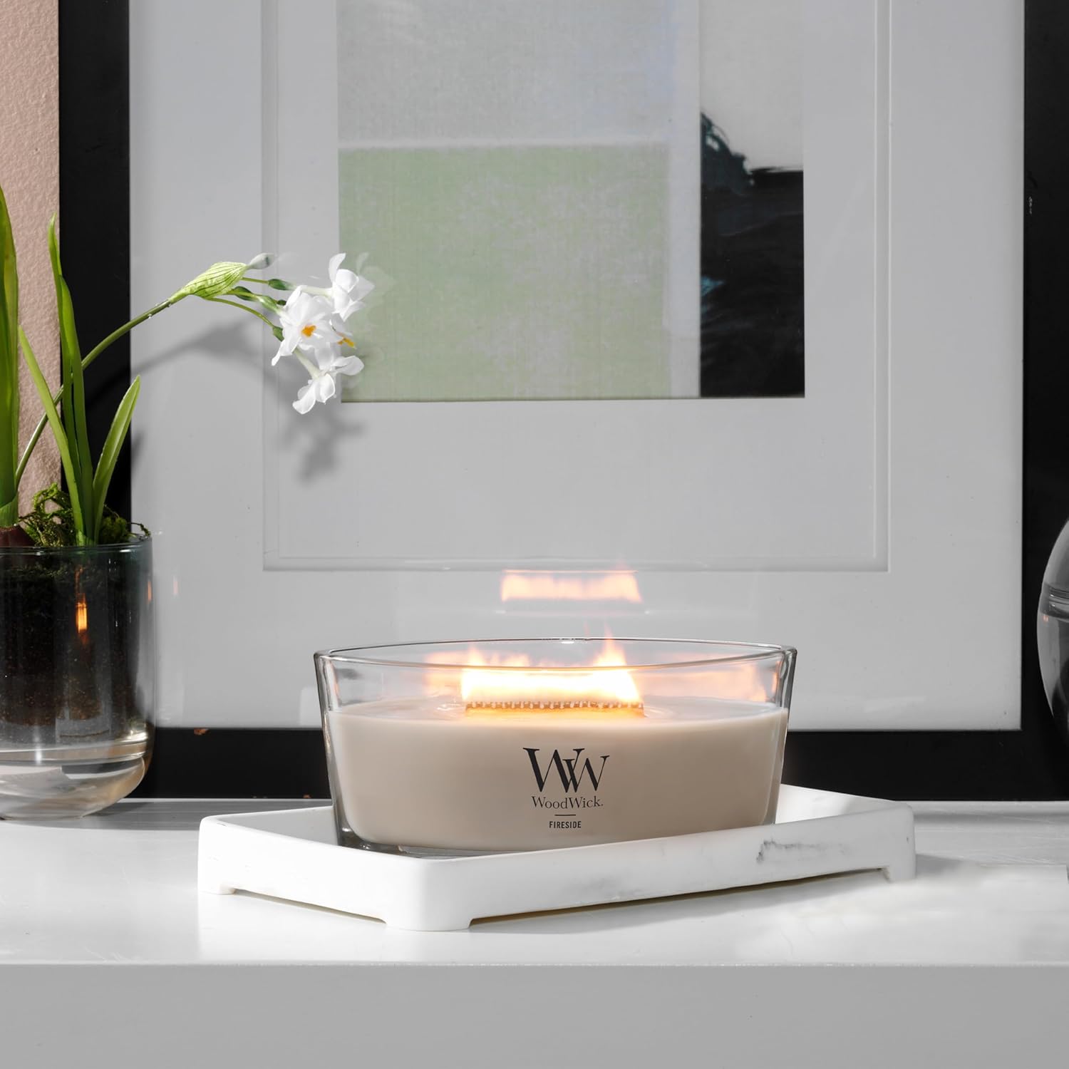 WoodWick Marine Amber Holiday Candle Gifts for Women and Men, 9.7 oz Precious Metals Collection with Crackling Wick - Homesidy.com