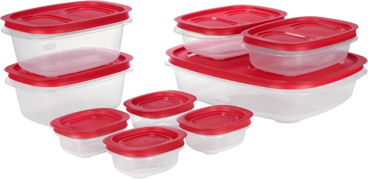 Rubbermaid 16 - Piece BPA - Free Plastic Food Storage Set, Red Vented Lids - Microwave, Dishwasher Safe: Perfect for Meal Prep, Leftovers, and Kitchen Organization - Homesidy.com
