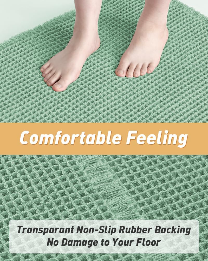 AMOAMI Upgraded Waffle Bath Mat, Super Absorbent Non Slip Bath Mats for Bathroom Floor, Machine Washable Bathroom Rugs with Tassels, Rubber Backed Bathroom Mats, Ultra Soft, 18&34; x 30&34;, Brown - Homesidy.com