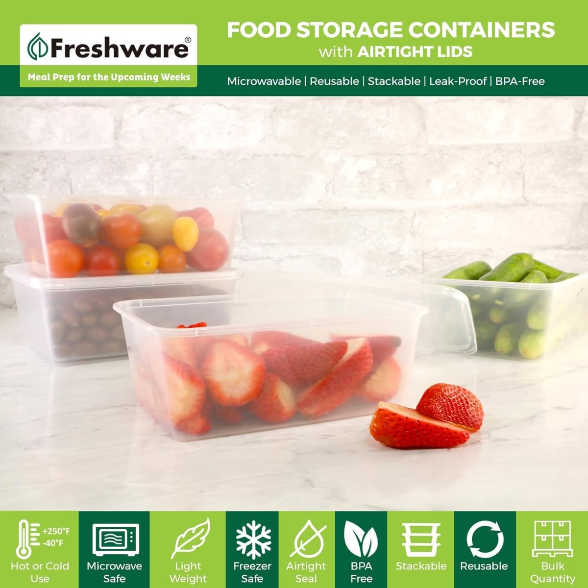 Freshware Food Storage Containers [50 Set] 8 oz Plastic Deli Containers with Lids, Slime, Soup, Meal Prep Containers | BPA Free | Stackable | Leakproof | Microwave/Dishwasher/Freezer Safe - Homesidy.com