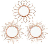 3 Pack Metal Mirrors for Wall Sunburst Wall Mirrors Home Décor Decorative Hanging Wall Art for Living Room Bedroom Entryway (Gold, Flower Sunburst) - Homesidy.com