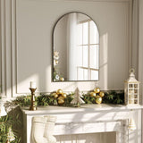 VooBang Arched Wall Mirror, 30 x 38 inch Arch Bathroom Mirror, Wall Mounted Vanity Mirror with Arch Metal Frame, Modern Bathroom Vanity Mirror for Bedroom, Living Room, Hanging or Leaning, Black - Homesidy.com