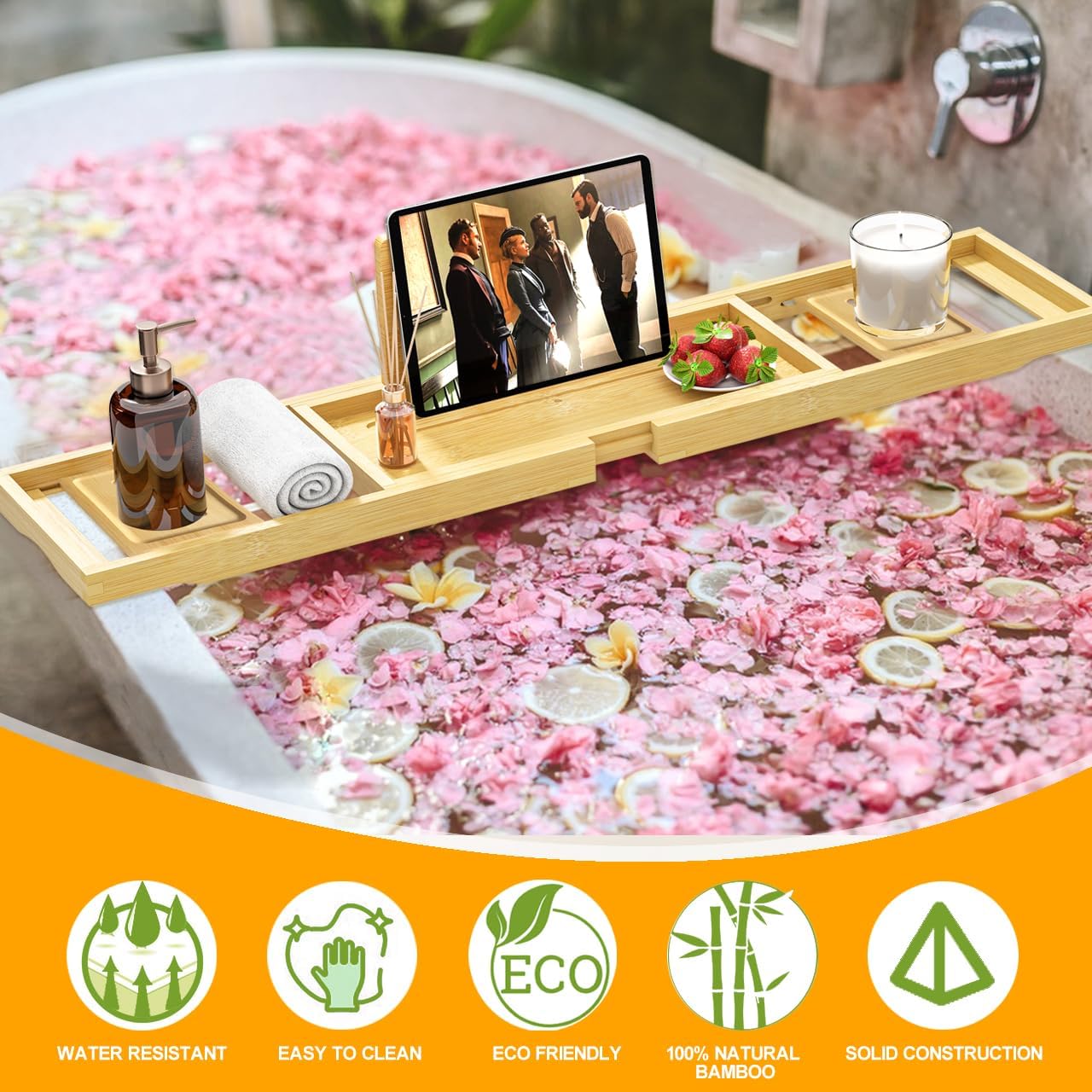 Banlilu Bathtub Tray - Bath Tray Expandable - Bath Tub Tray Table for Bathtub, Ajustable Size, Fits Most Tubs - Homesidy.com