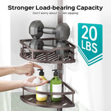 HAMITOR Corner Shower Caddy Tension Pole: Rustproof 4 - Tier Bathroom Organizer Shelves for Bathtub Shampoo Storage - 47 - 121 Inch Quick Install Adjustable Rod Standing Rack with Soap Rack - Silver Gray - Homesidy.com