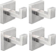 IBosins 4 Pack Towel Hooks Hand Towel Holder for Bathroom Wall Livingroom Bedroom Kitchen Closet Heavy Duty Stainless Steel Hook Hanger for Robe, Bath Towel, Coat (Square Matte Black) - Homesidy.com