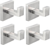 IBosins 4 Pack Towel Hooks Hand Towel Holder for Bathroom Wall Livingroom Bedroom Kitchen Closet Heavy Duty Stainless Steel Hook Hanger for Robe, Bath Towel, Coat (Square Matte Black) - Homesidy.com