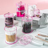 XIPENGKEJI 2 Pack Qtip Holder,Canister Apothecary Jar Set, Bathroom Jars with Lids Set for Cotton Swabs, Balls, Pads, Floss Picks,10oz - 12oz Plastic Canisters Restroom Bedroom Vanity Organizer(Black) - Homesidy.com