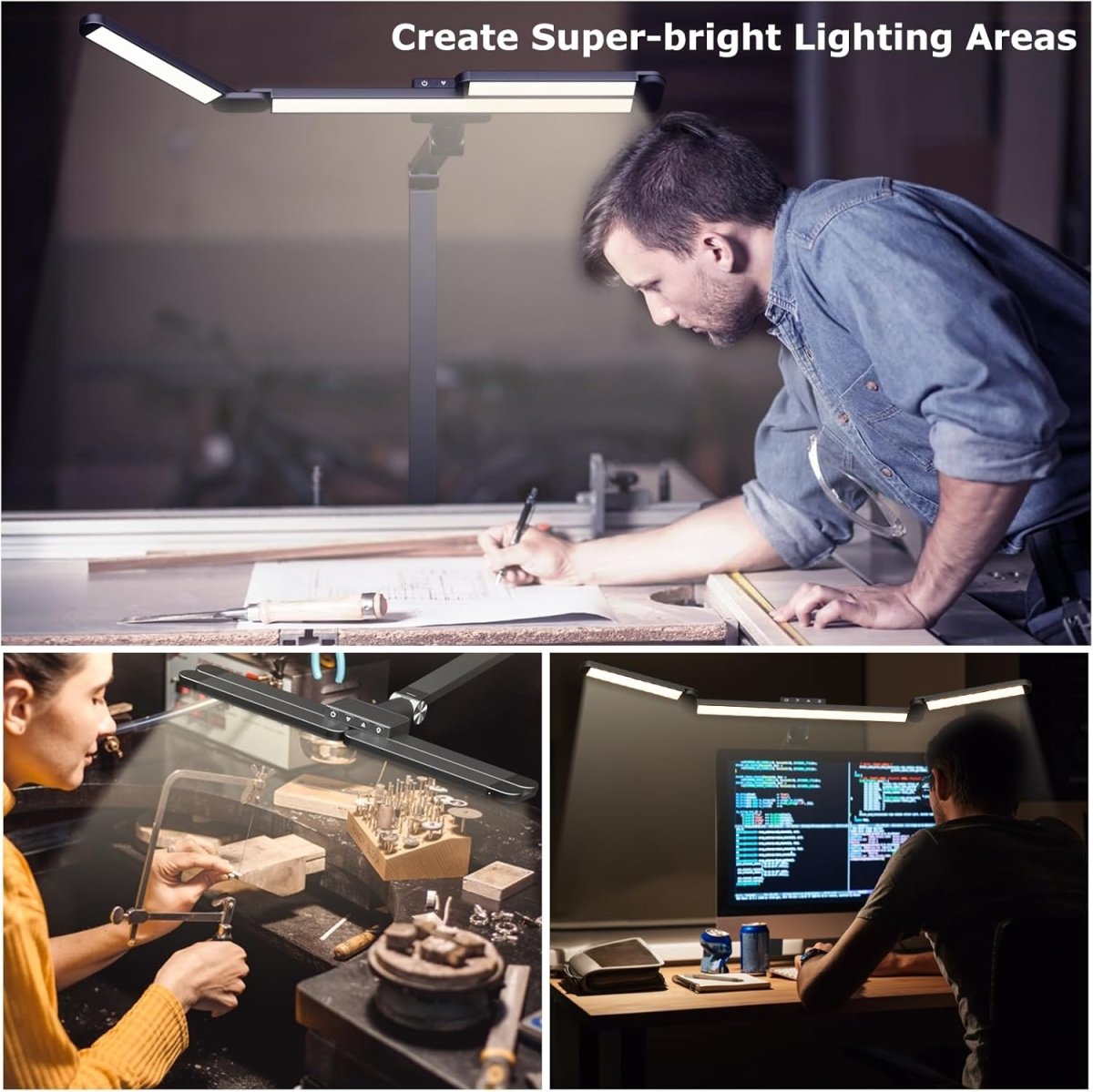 Airlonv LED Desk Lamp for Office Home, Eye - Caring Desk Light with Stepless Dimming Adjustable Flexible Gooseneck, 10W USB Adapter Desk Lamp with Clamp for Reading, Study, Workbench (Black) - Homesidy.com