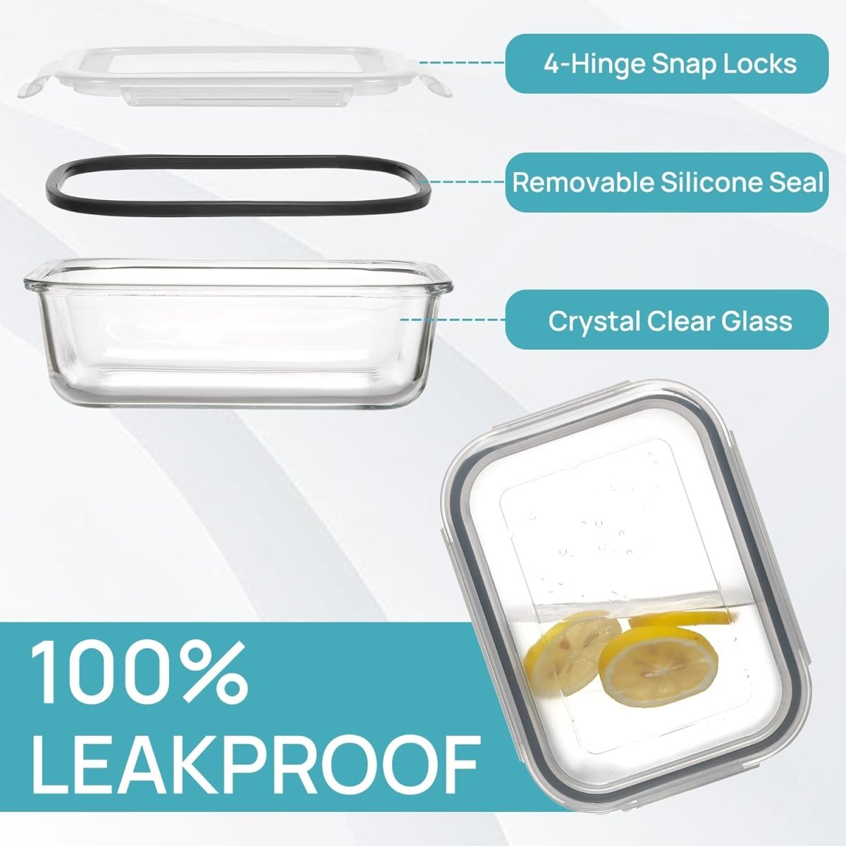 Vtopmart 5Pack 22oz Glass Storage Containers with Lids, Glass Meal Prep Food Container Sets with Snap Airtight Lids for Microwave, Oven, Freezer and Dishwasher, Grey - Homesidy.com