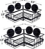 LEVERLOC Corner - adaptive Suction Cup Shower Caddies 2 Pack, Stainless Steel Rustproof Corner Shower Shelf, Large Capacity Removable Suction Cup Bathroom Organizer, Drill - Free Wall Mounted Basket, Gray - Homesidy.com