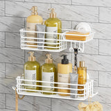 TAILI Shower Caddy Suction Cup 2 Pack with Hooks &amp; Soap holder, Heavy Duty Shower Organizer for Bathroom, No Drilling Bathroom Organizer with Large Capacity, Black Metal Storage Basket - Homesidy.com