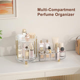 Makeup Organizer Countertop for Vanity, Rotating Perfume Tray with 5 - compartment Cosmetic and Skincare Organizers, Multi - Purpose Desk Storage Makeup Brush Holder for Bathroom Bedroom Counter - Homesidy.com