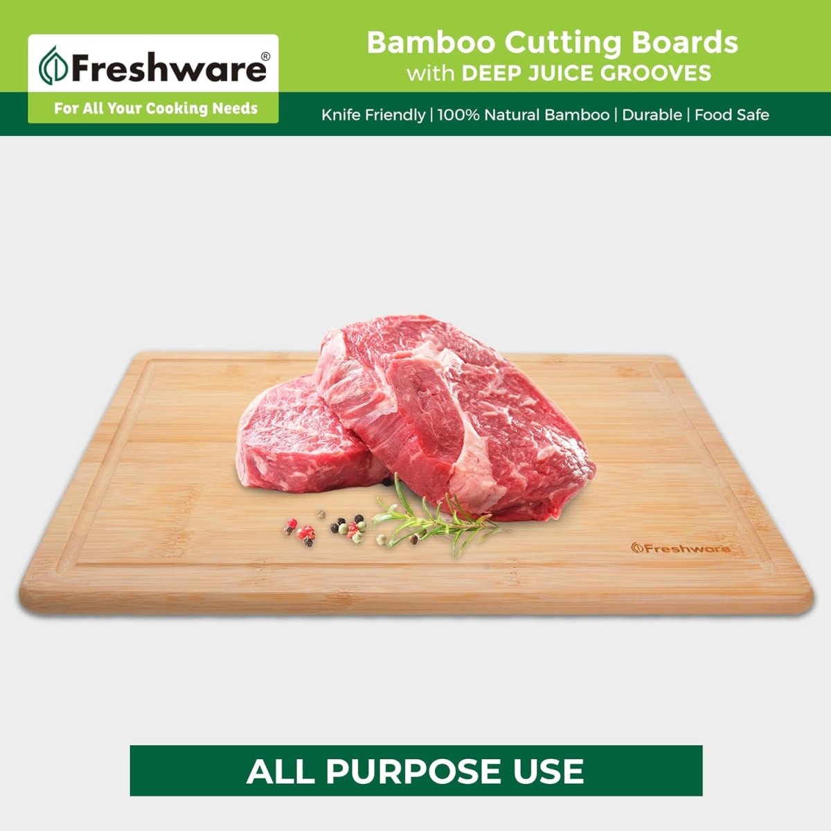 Bamboo Cutting Boards for Kitchen [Set of 3] Wood Cutting Board for Chopping Meat, Vegetables, Fruits, Cheese, Knife Friendly Serving Tray with Handles - Homesidy.com
